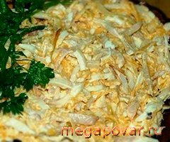 Фото блюда к рецепту Салат из кальмаров с сыром